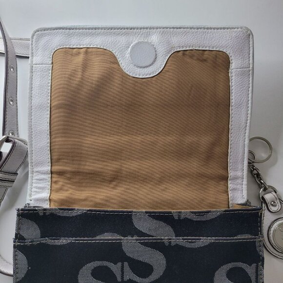 Sophia Caperelli Large Crossbody Shoulder Bag Blue White Pockets Magnet Purse - Picture 3 of 14